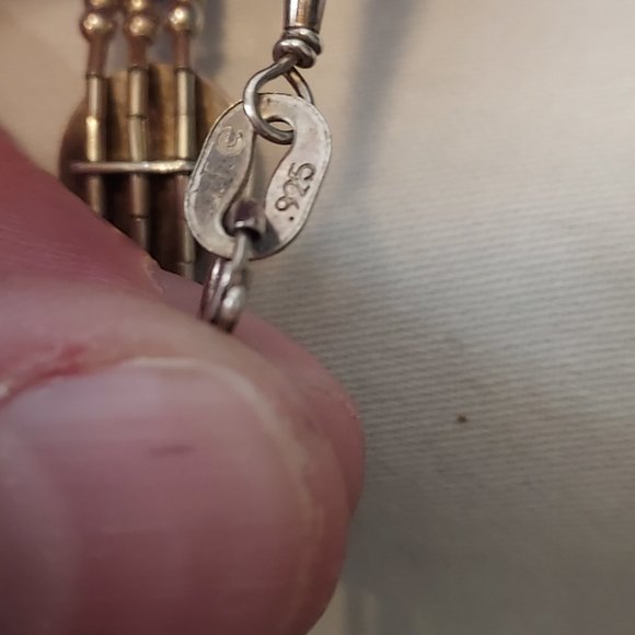 Chrysocolla three strand bracelet in Sterling Signed QT .925 - Picture 4 of 5